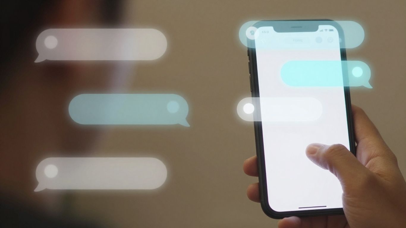 Customer care chat interface and human touch on a screen.