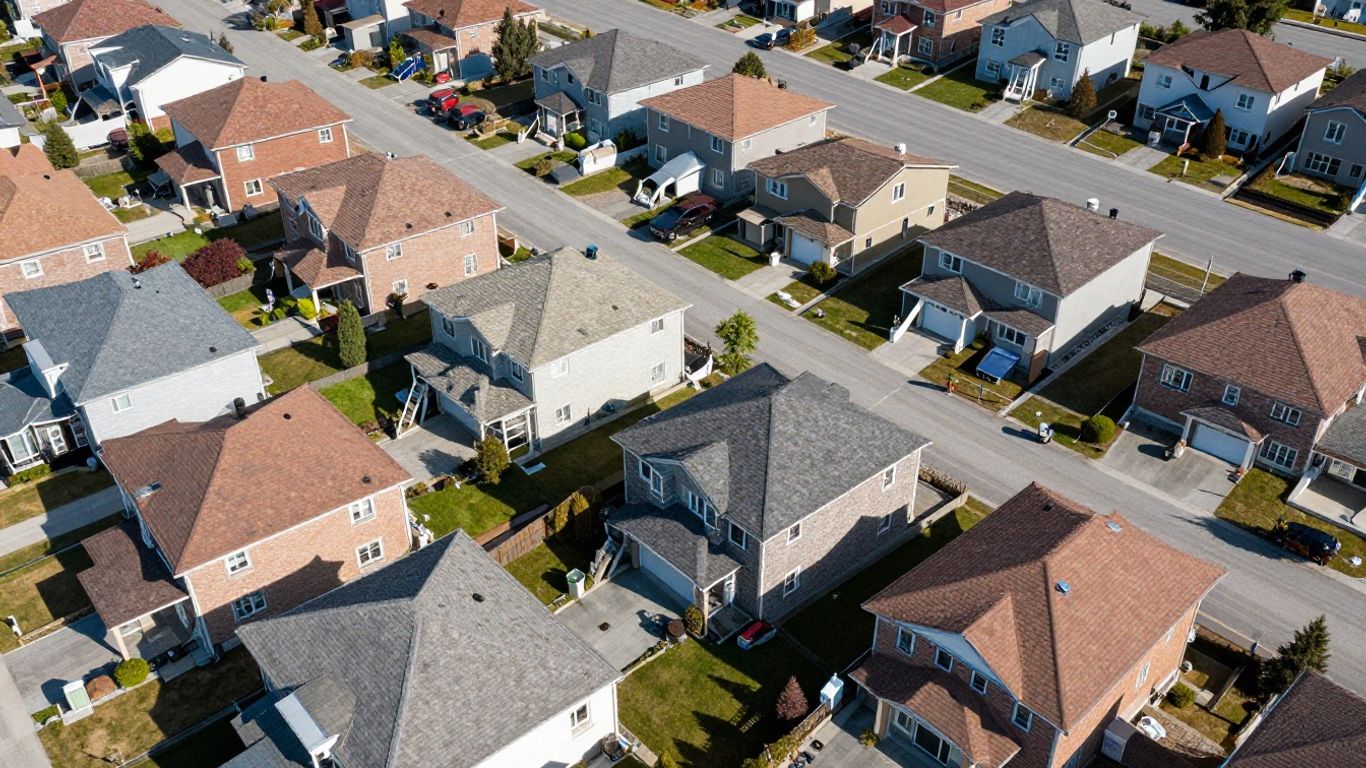 Mississauga neighborhood with diverse new roof installations.