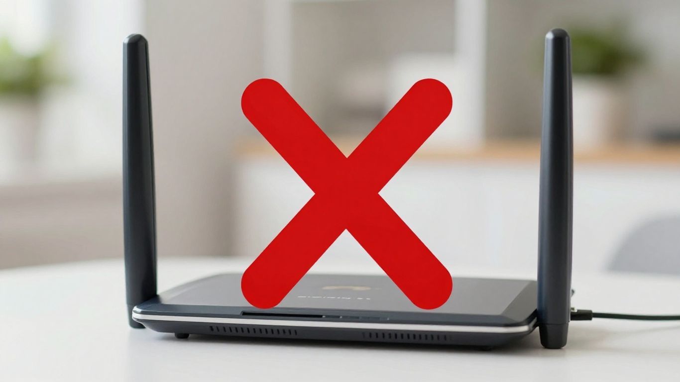 Router with a red X symbol indicating security risk.
