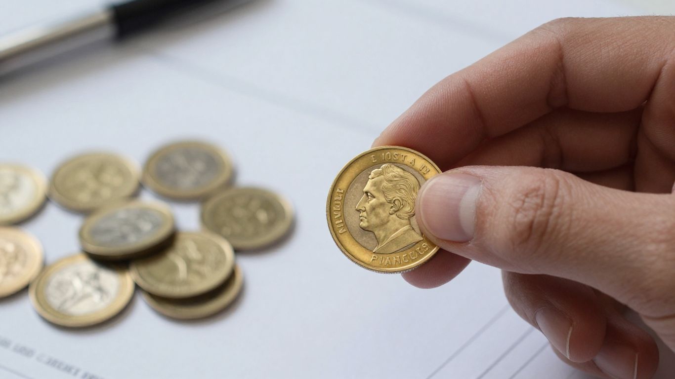 Main d'une personne tenant une pièce d'or.