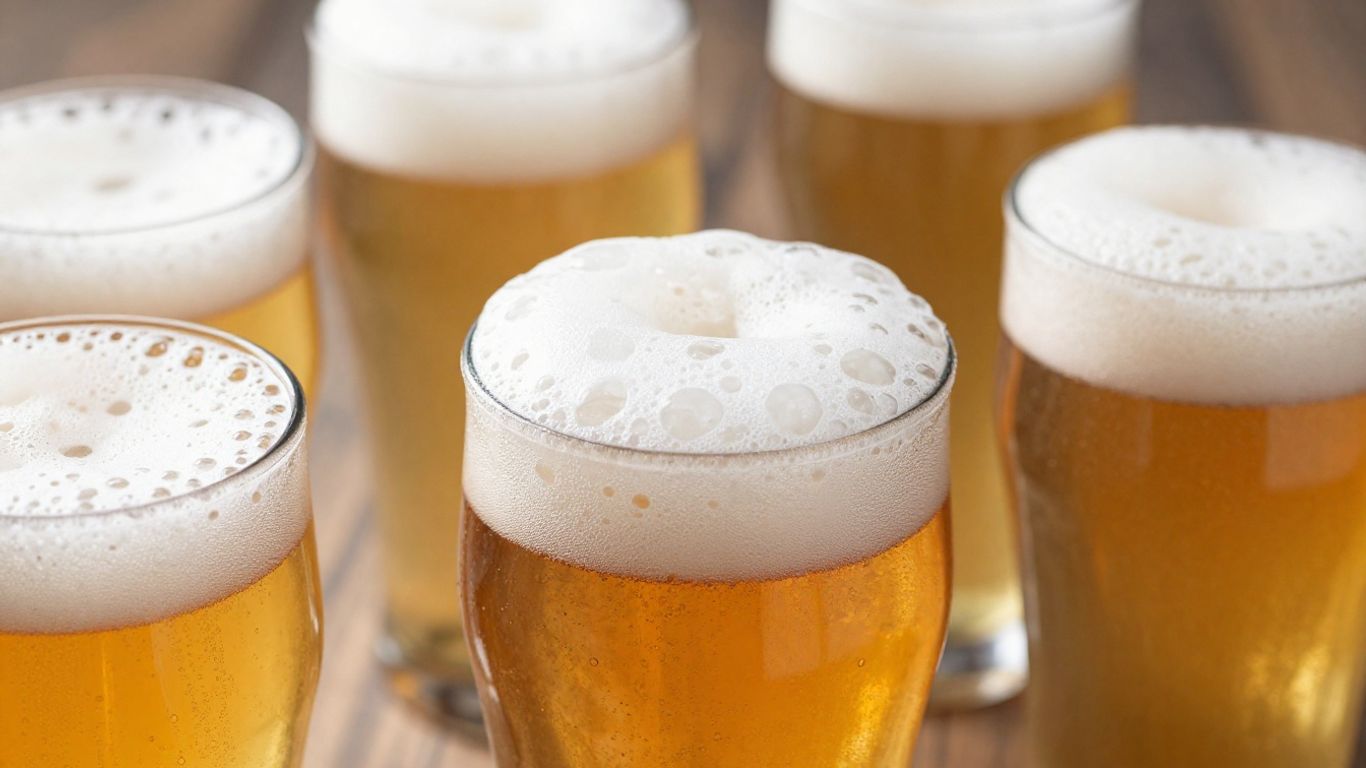 Frothy French wheat beers in glasses