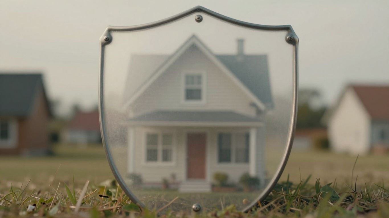 Casa protegida por un escudo de seguridad.