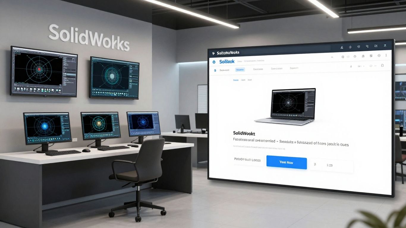 SolidWorks dealer showroom versus online CAD vendor interface.