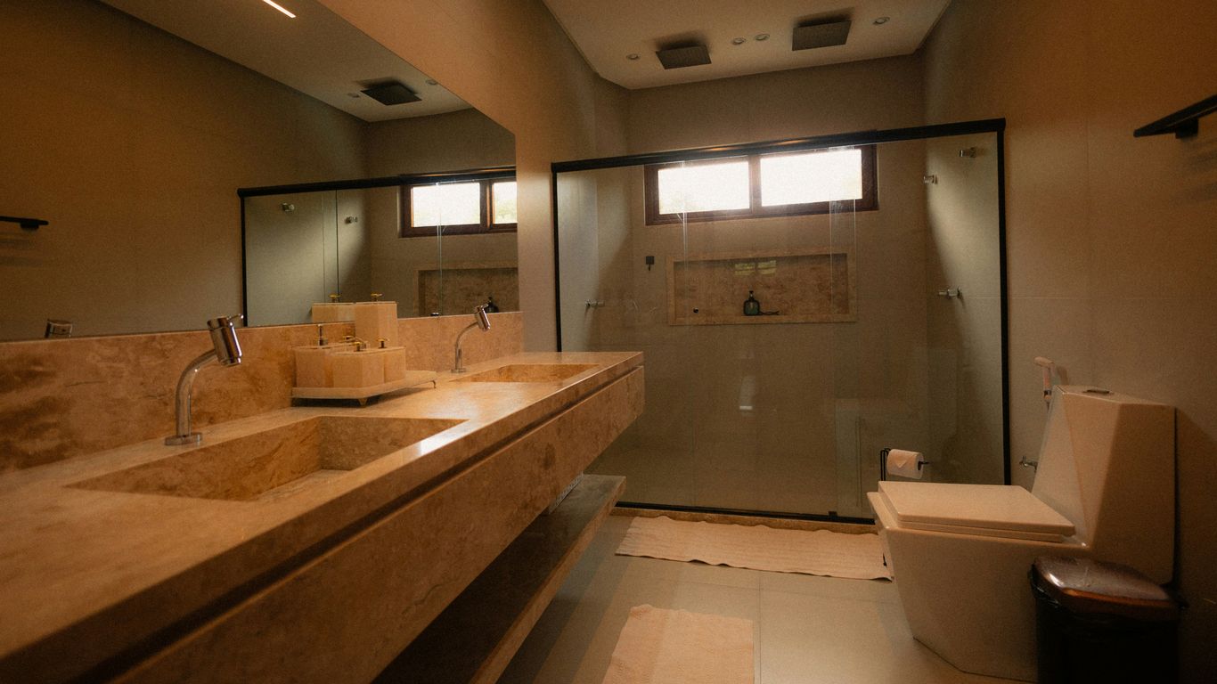 Close view of translucent onyx bathroom stone