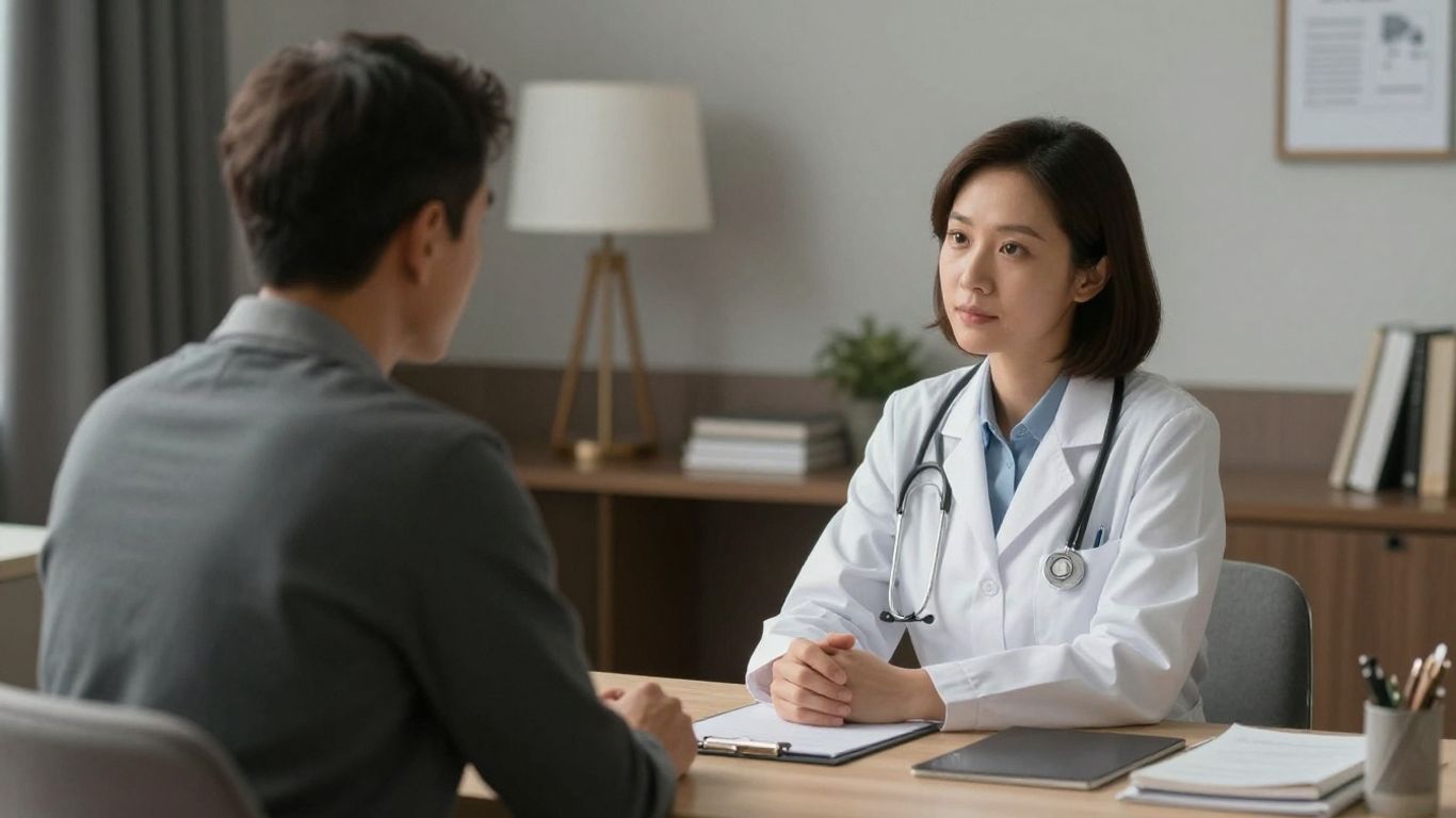 Psiquiatra ouvindo paciente em consultório