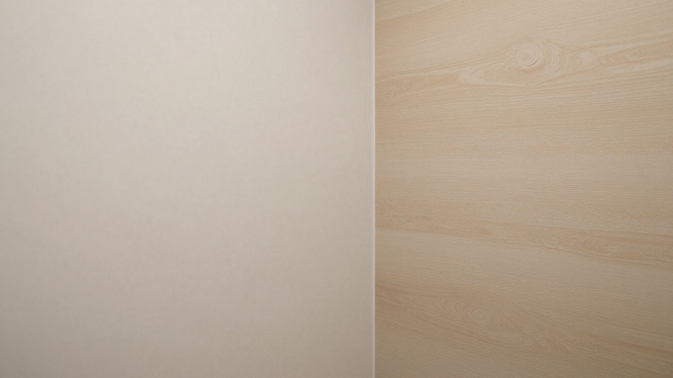 Bathroom wall comparing microcement and Venetian plaster finishes.