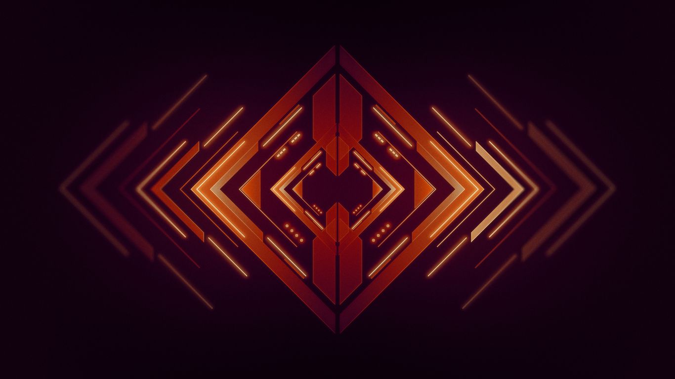 a dark background with an orange and red pattern
