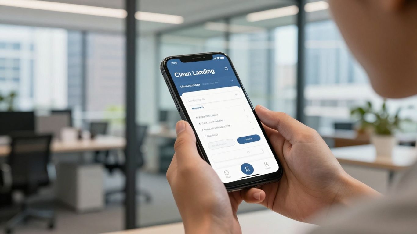 Mobile landing page viewed in Singapore office