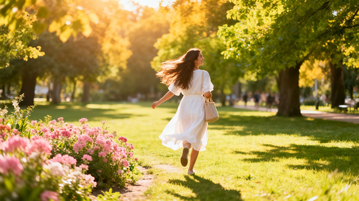 Femme souriante en pleine nature