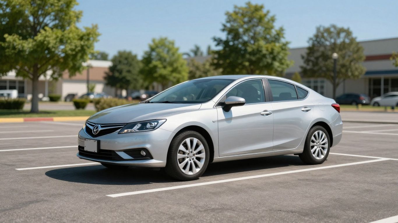 Ein modernes Auto steht auf einem Parkplatz