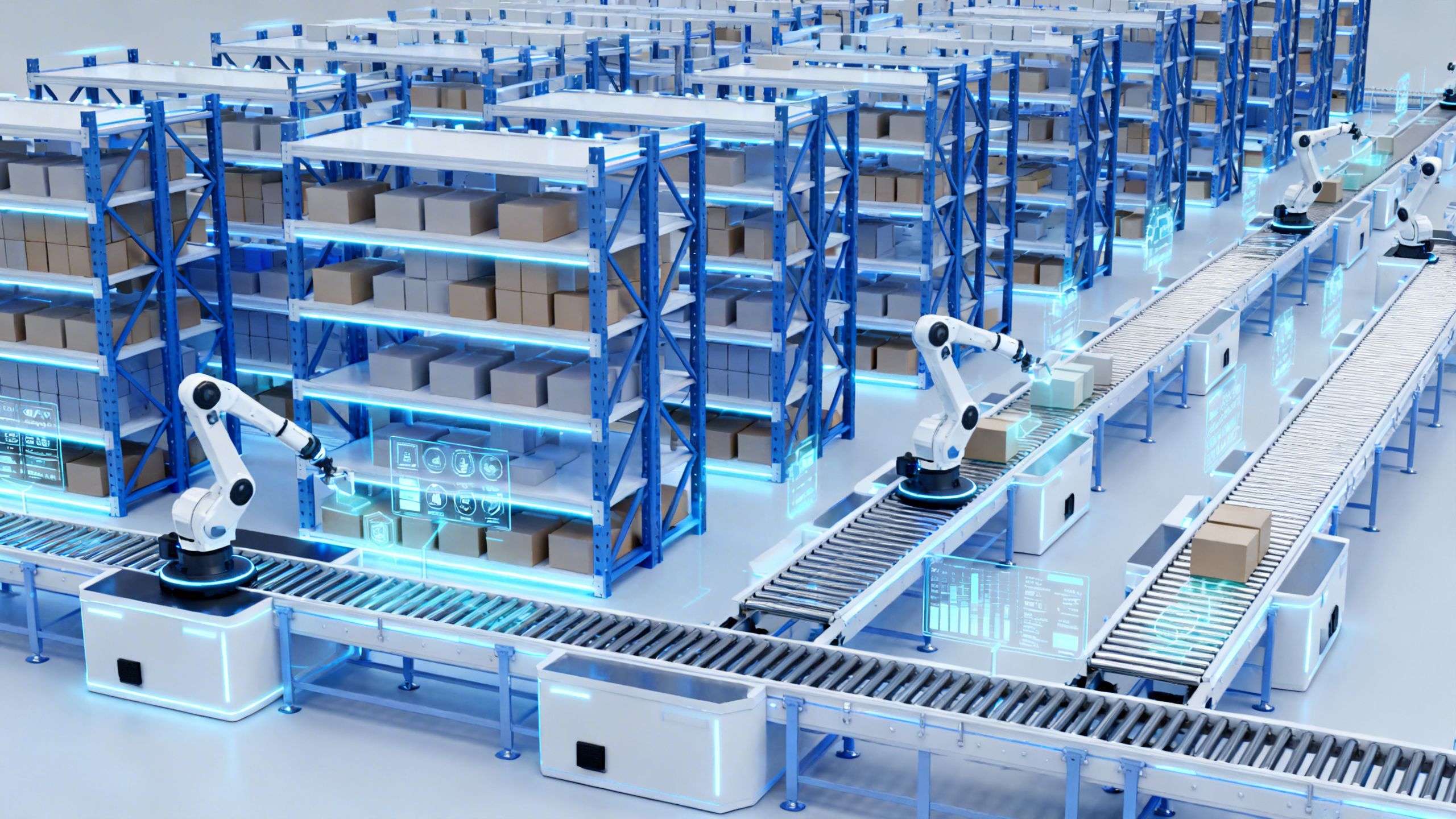 A digital twin simulation of a warehouse, a key component of advanced warehouse automation planning.
