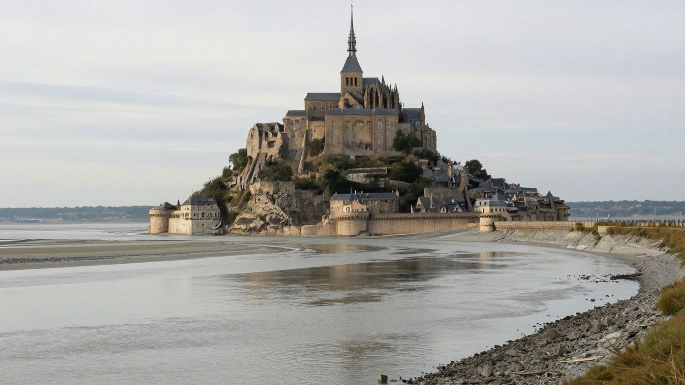 Mont Saint-Michel bay during rising tide