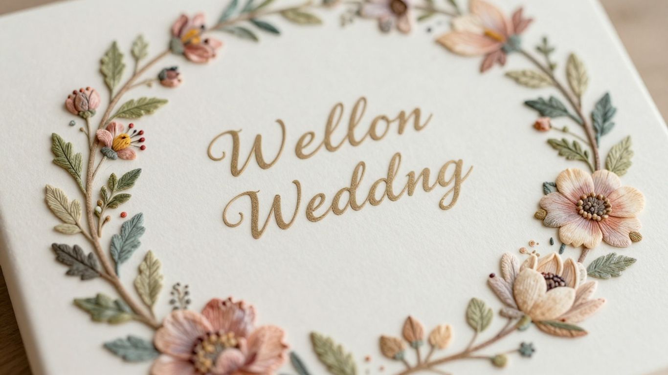 Personalized floral wedding gift with botanical designs.