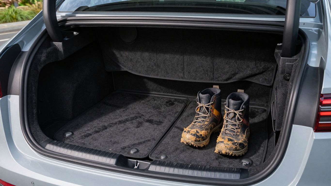 All-weather mats covering Tesla rows and cargo area