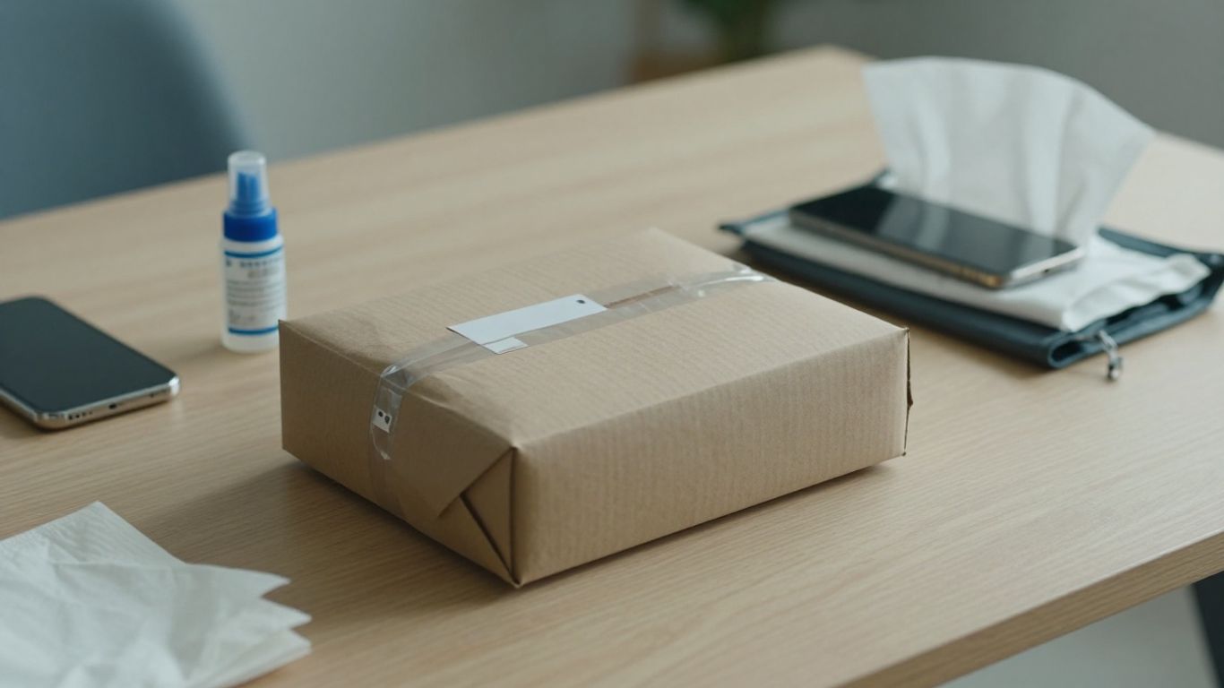 Discreet parcel with lubricant bottle and phone