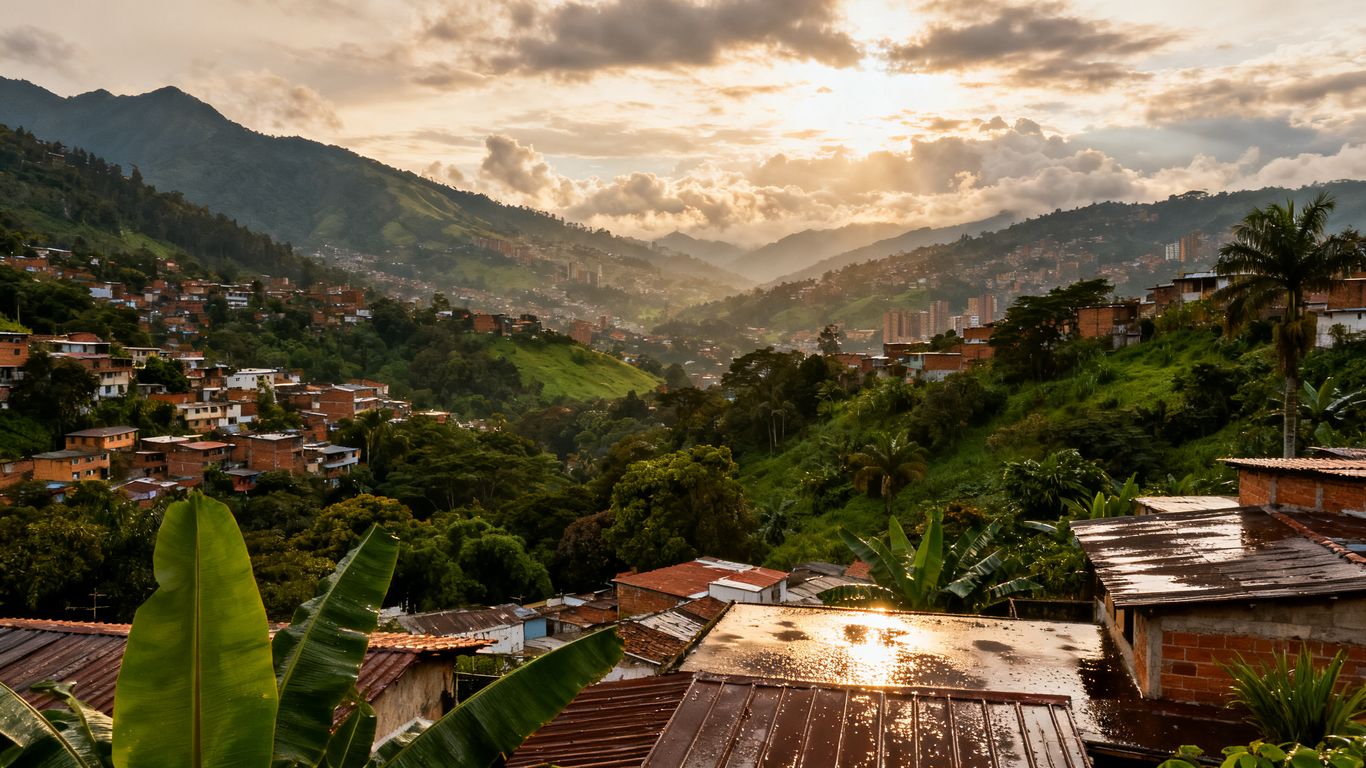 Medellín valley under changing springlike skies