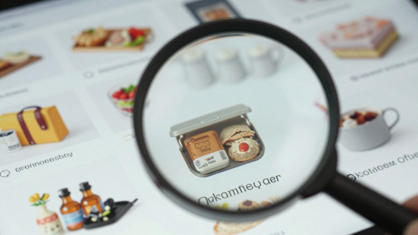 Magnifying glass over Amazon product listings