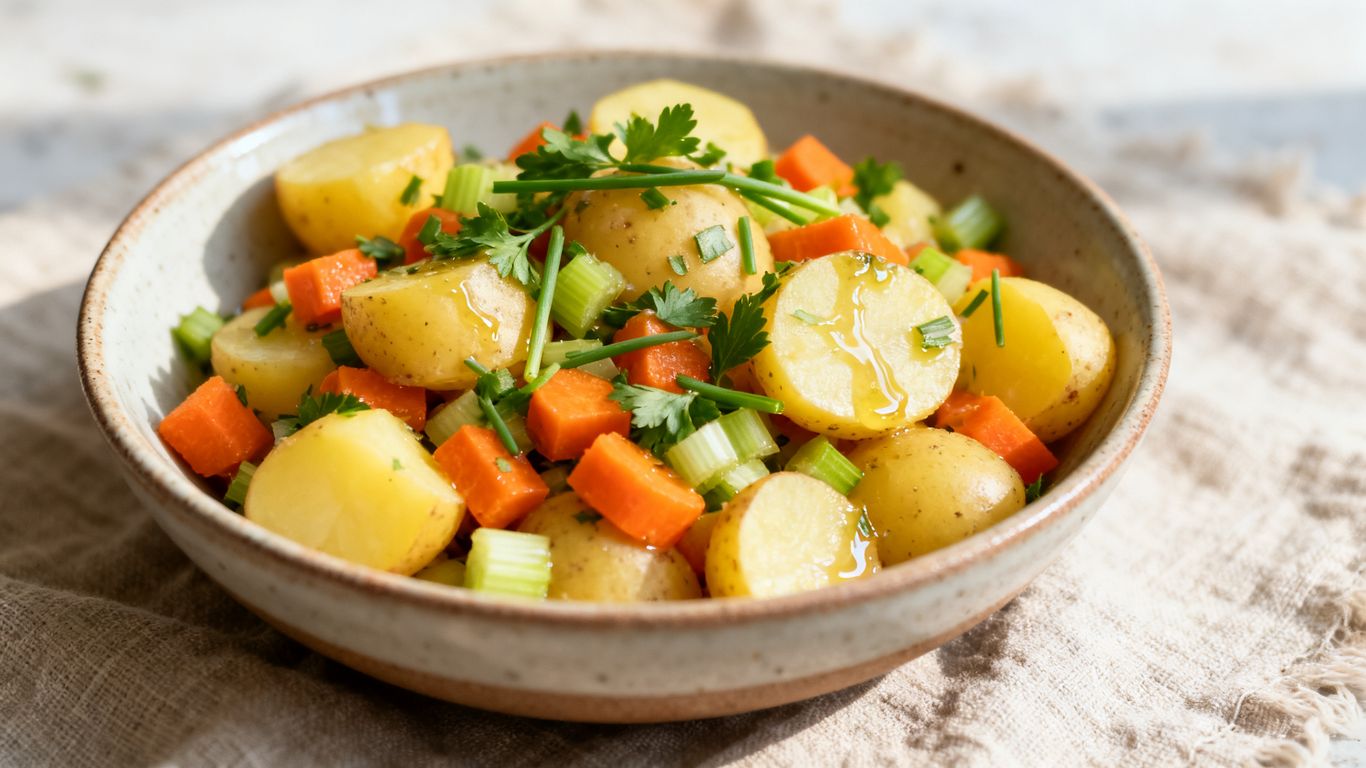 Salade met verse aardappelen en kruiden