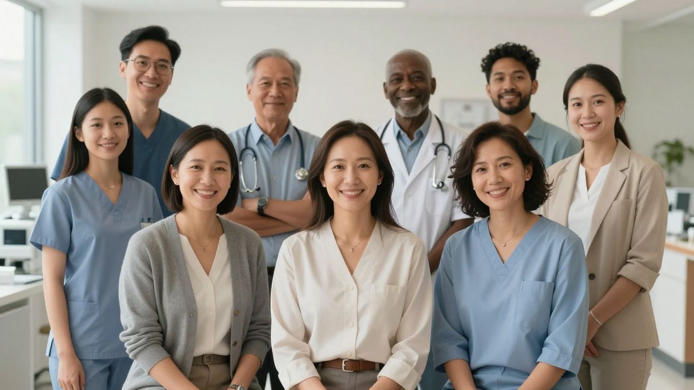 Diverse Americans in a modern aesthetic clinic.
