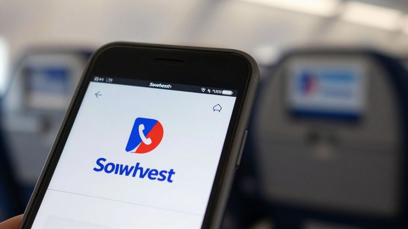 Southwest Airlines phone number contact information on a smartphone.