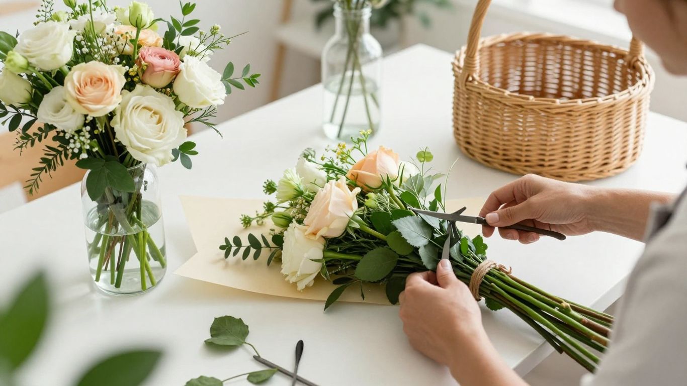 Florist preparing flowers for Seabrook delivery