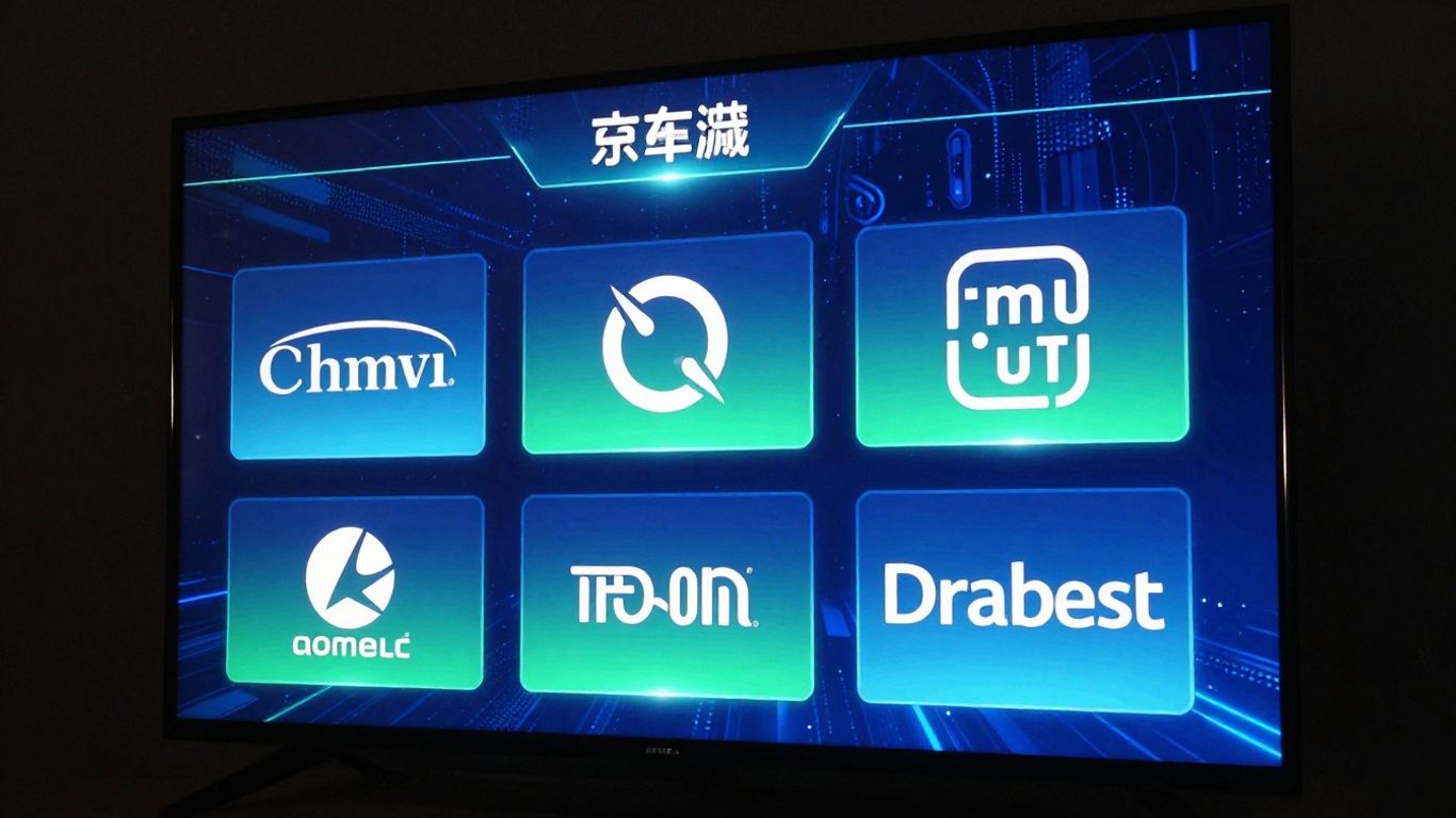 Modern TV screen with colorful IPTV channels.