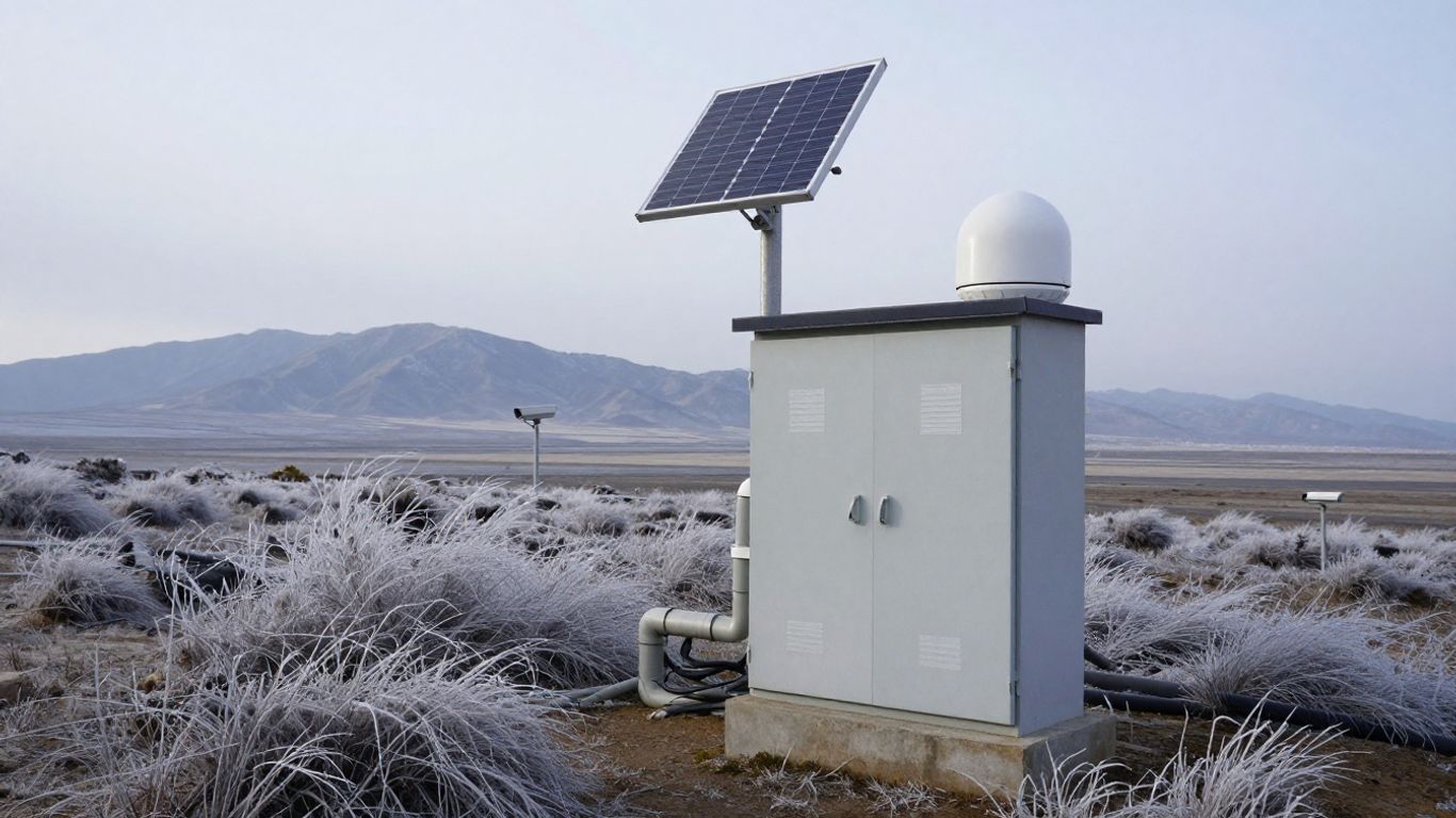 Rugged battery enclosure beside remote sensors