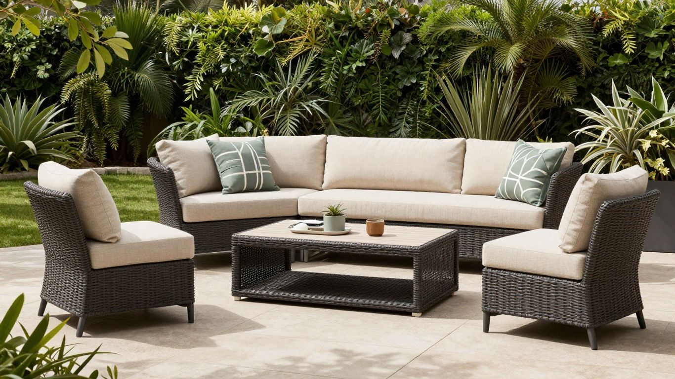 Muebles de exterior para un patio de Airbnb.