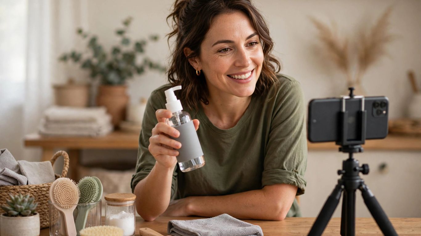 Creator demonstrating a product during a live shopping session