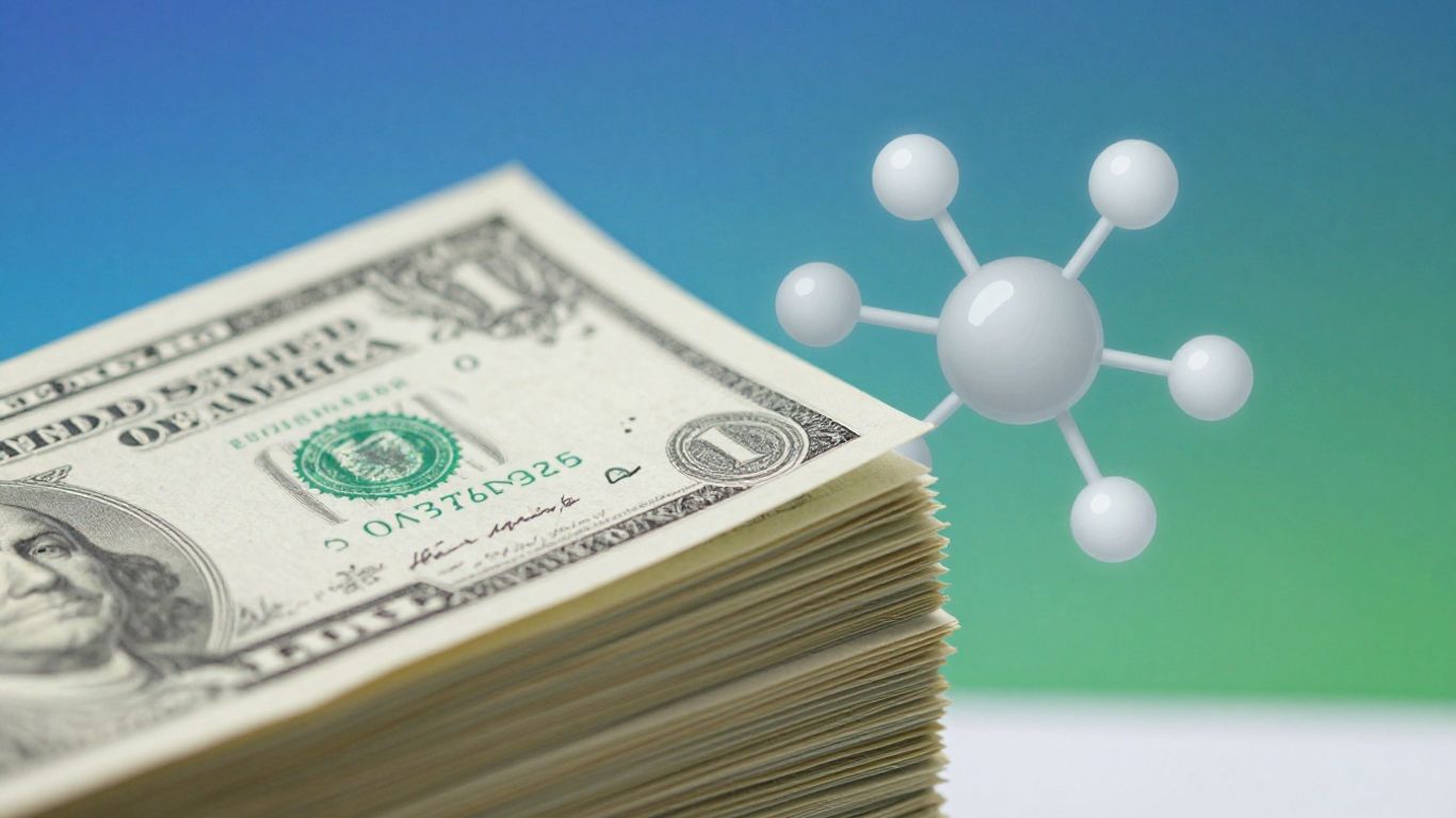 Dollar bills with molecule graphic for SARMs savings.