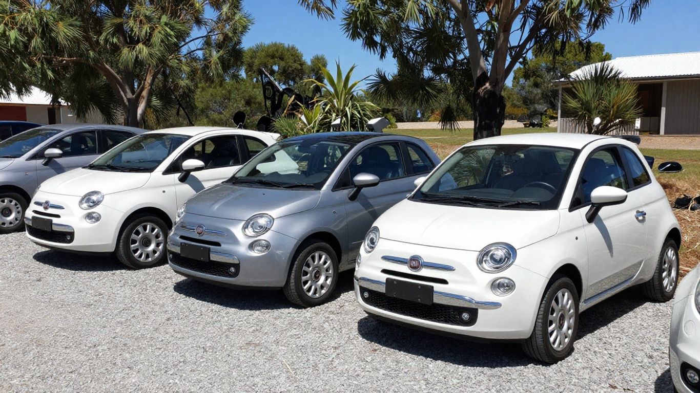 Fiat 500 parts arranged at Sunshine Coast yard