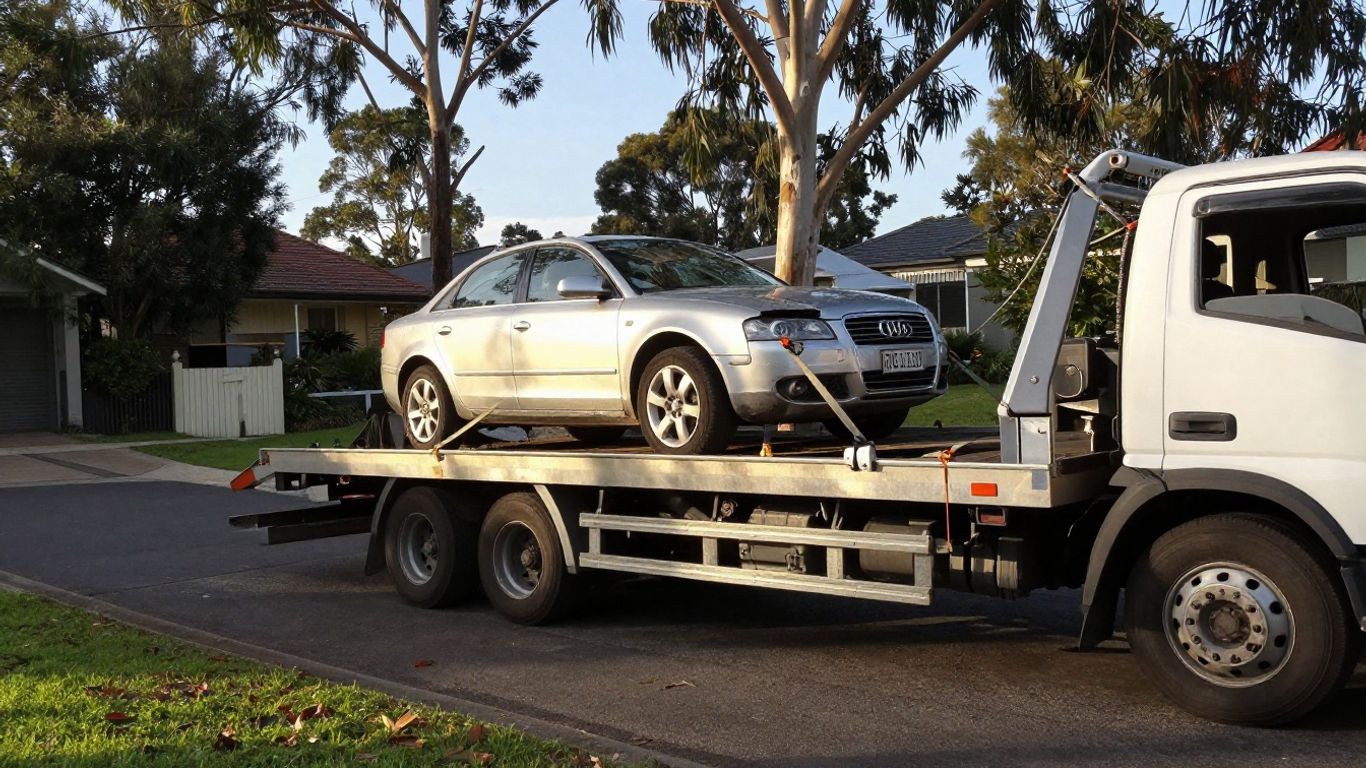 Damaged Audi A6 prepared for vehicle removal