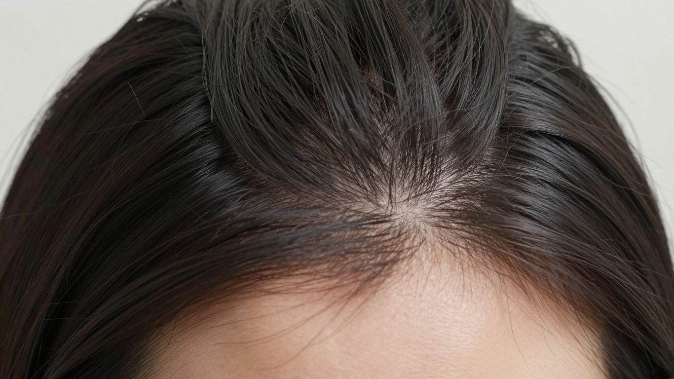 Scalp with healthy hair regrowth after minoxidil shed.