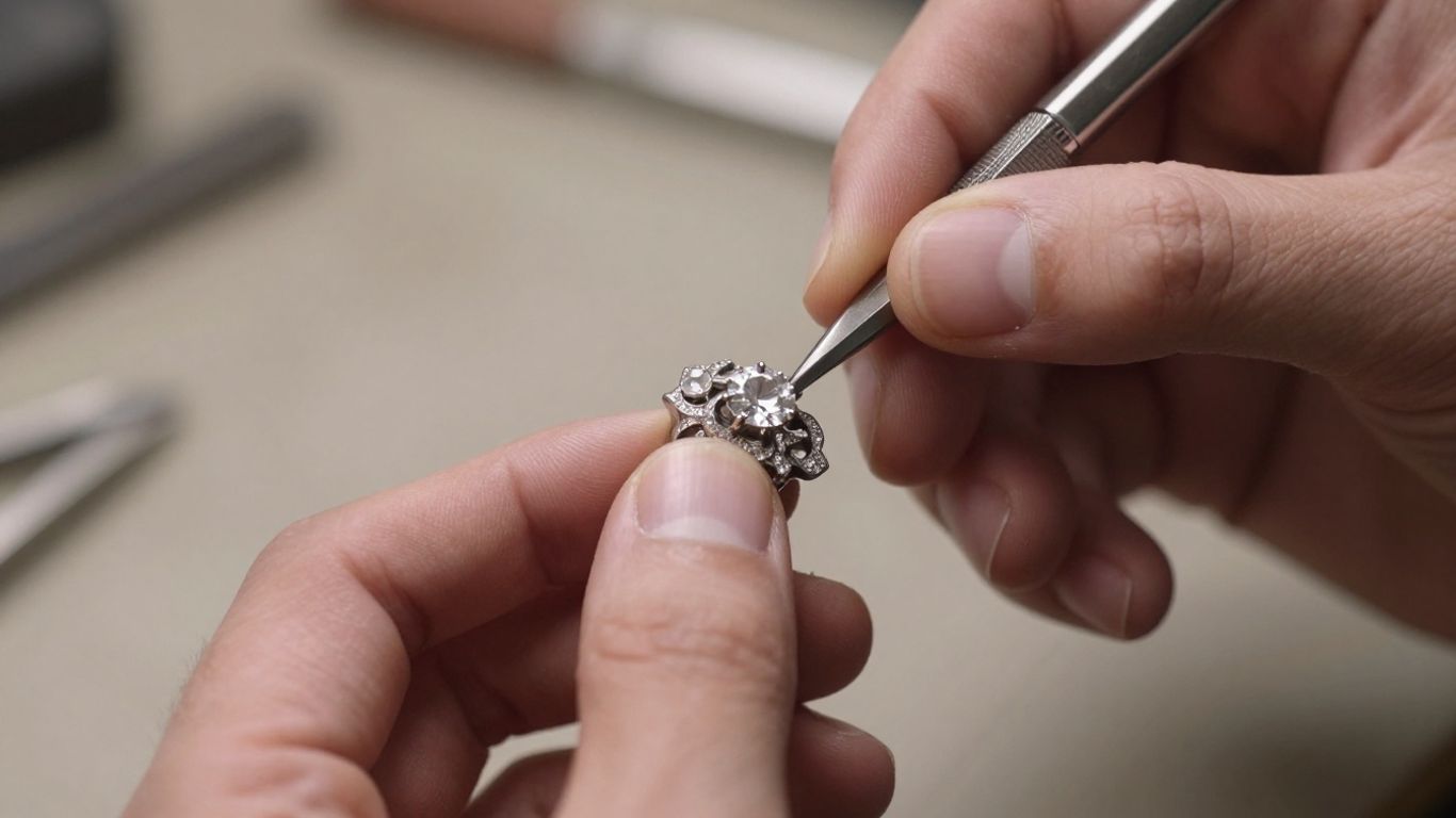 Hands crafting custom jewelry with gemstones and metal.