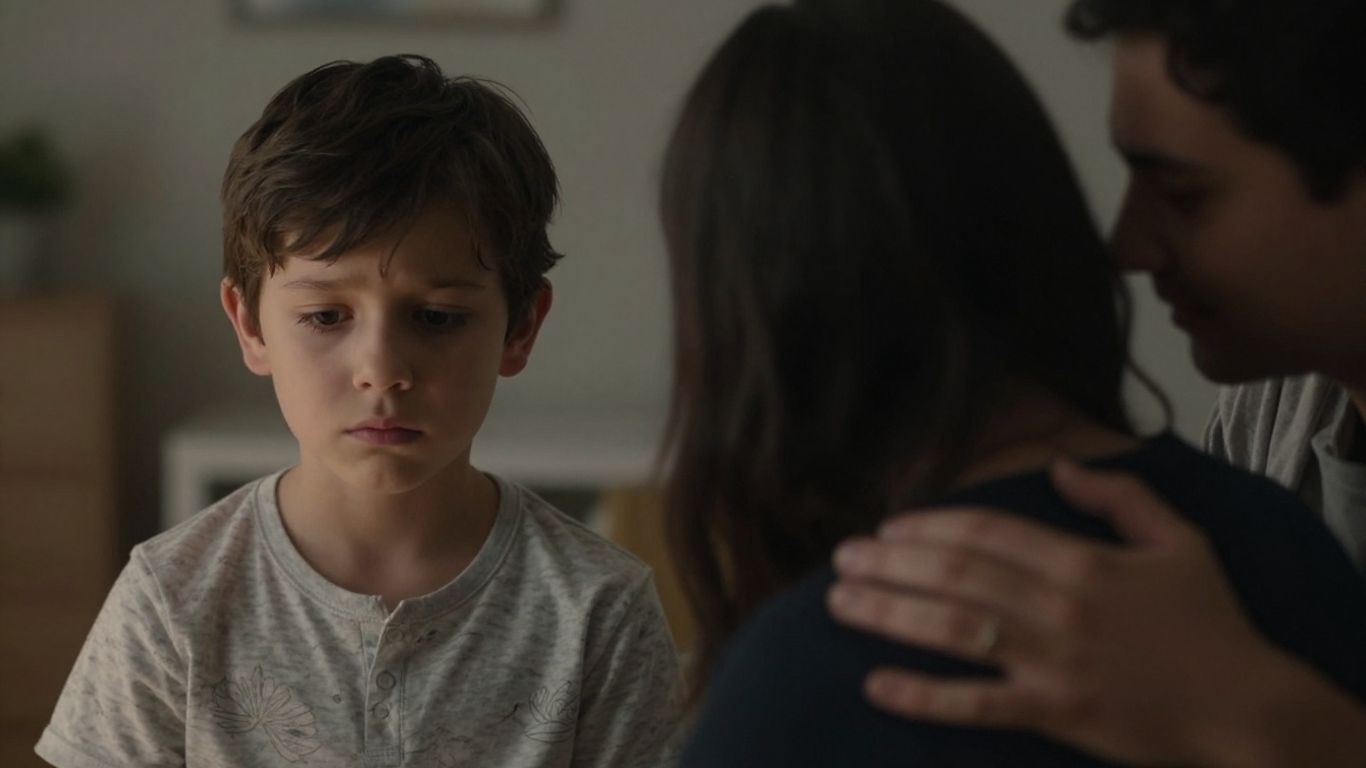 Kind voelt zich verdrietig na scheiding van ouders.