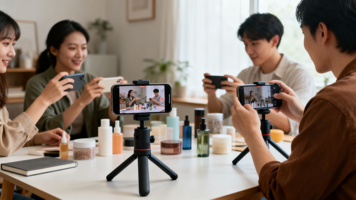 Creators filming shoppable product videos