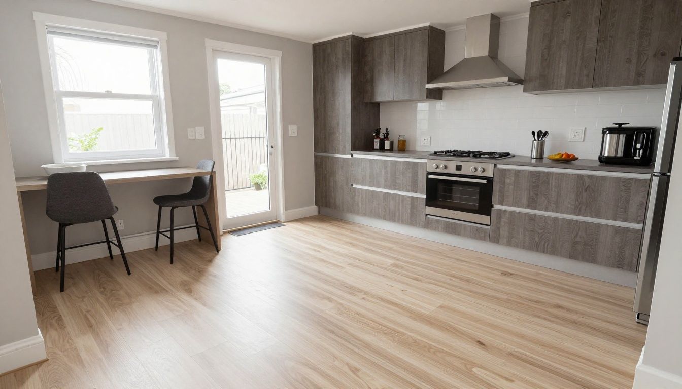 Vinyl plank flooring installed in an open-plan Newcastle home — DFO Flooring Newcastle