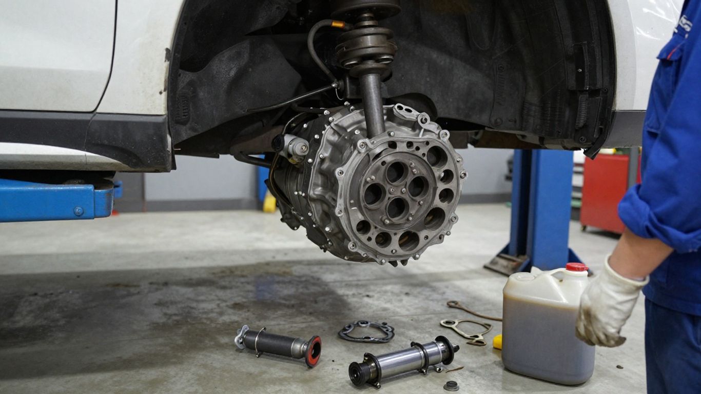 Mechanic preparing transmission repair tools
