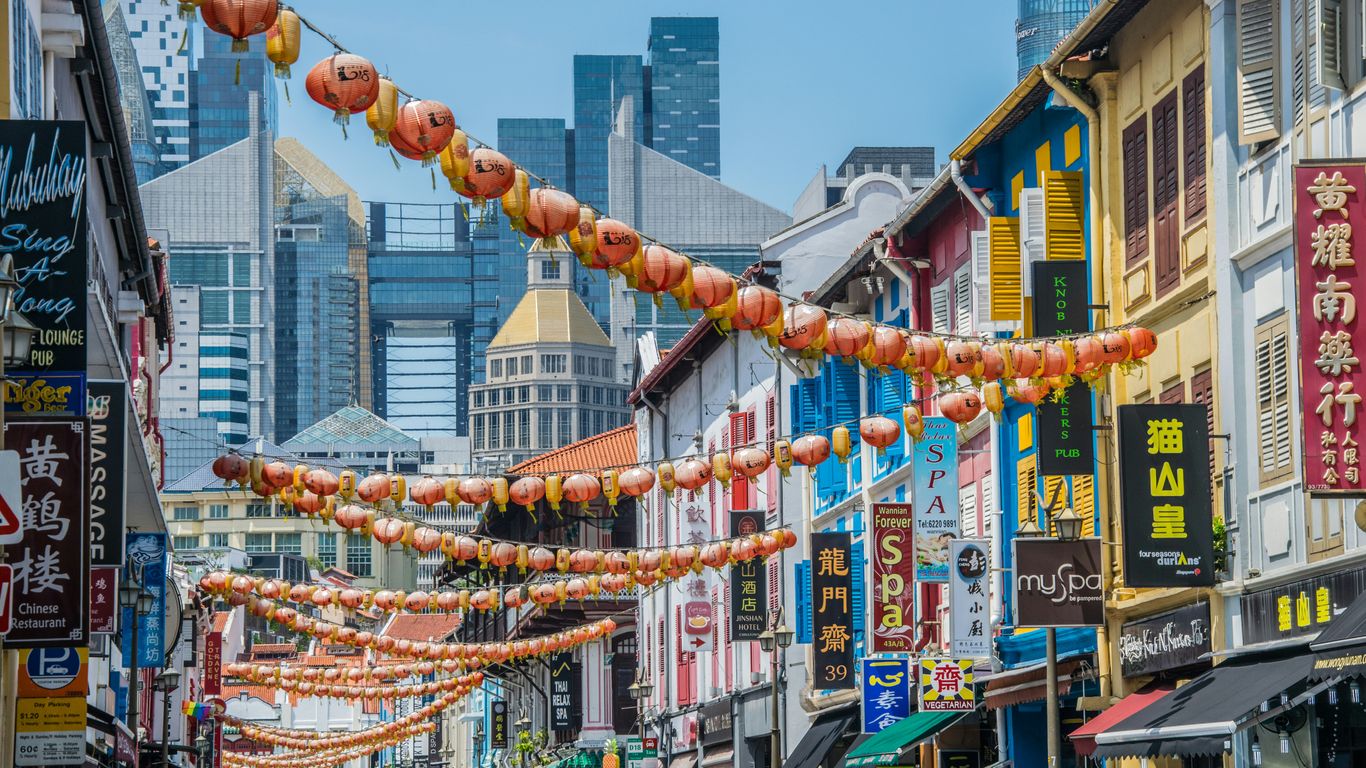 Colourful Chinatown shophouses and street life