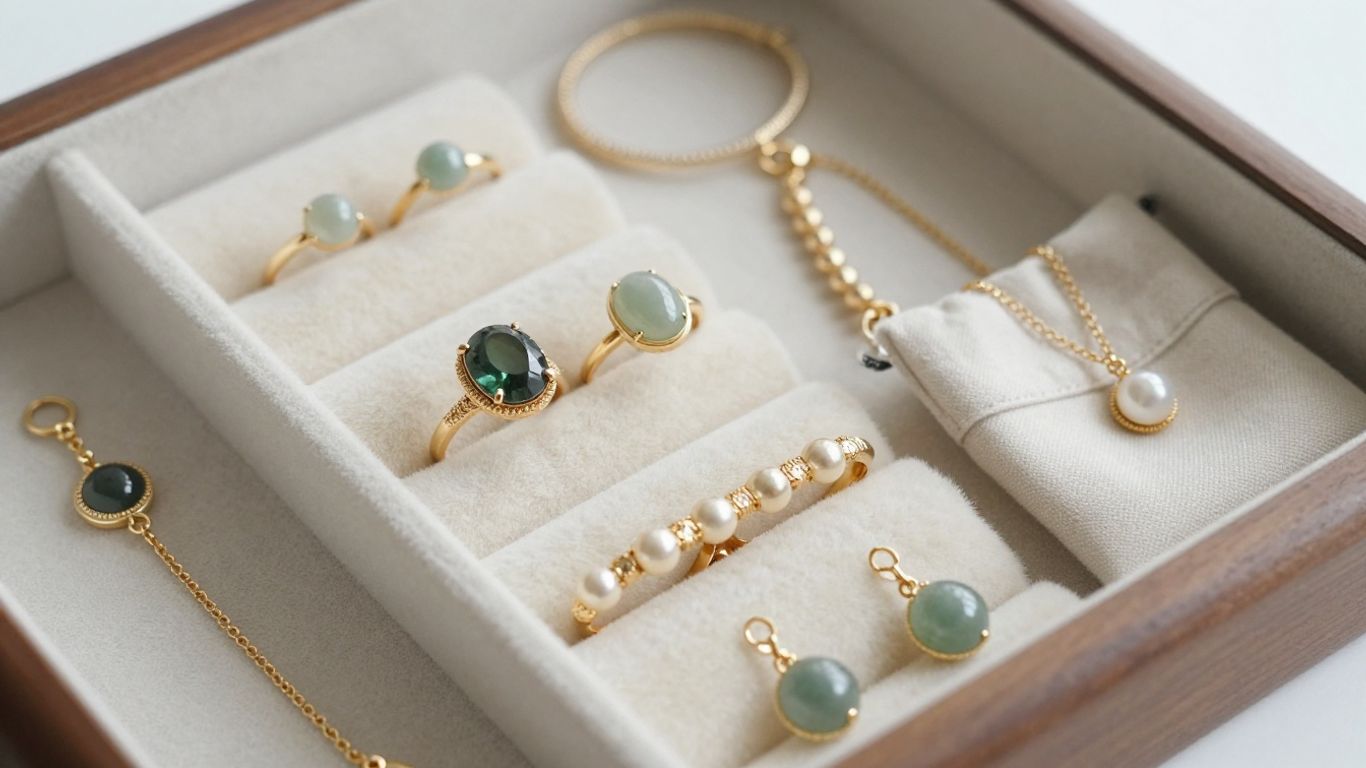 Separate gemstone jewellery in lined storage
