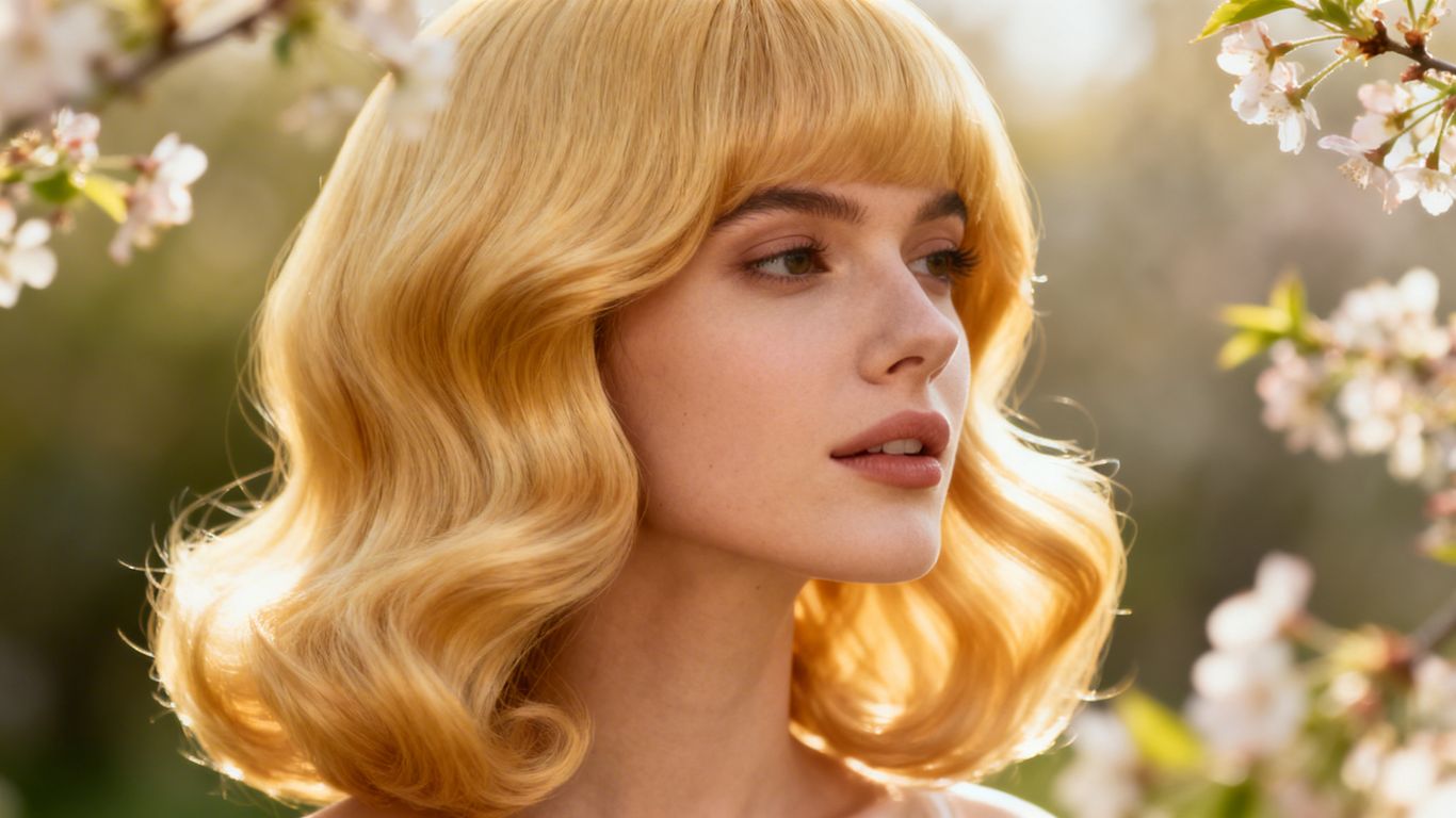 Woman with a spring-ready blonde wig
