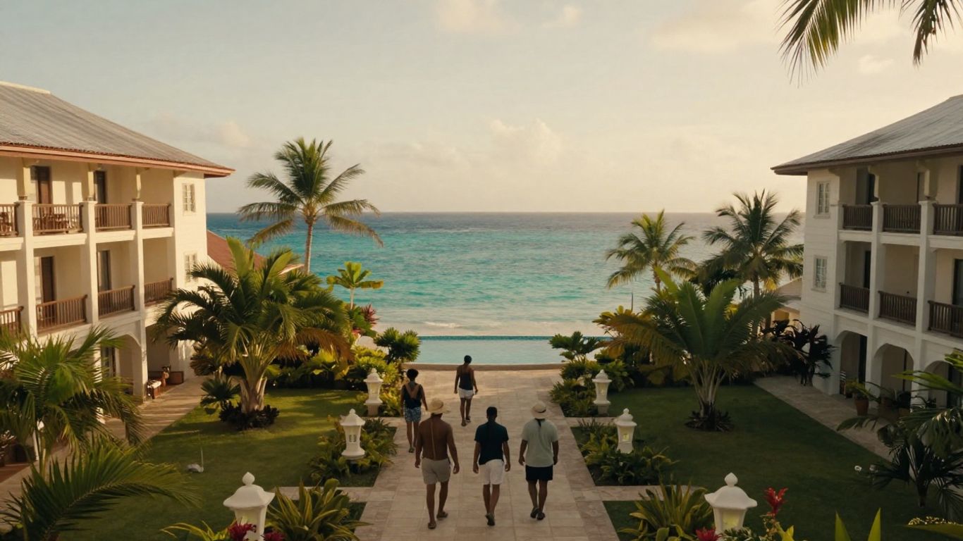 Voyageurs découvrant un hôtel créole en Guadeloupe