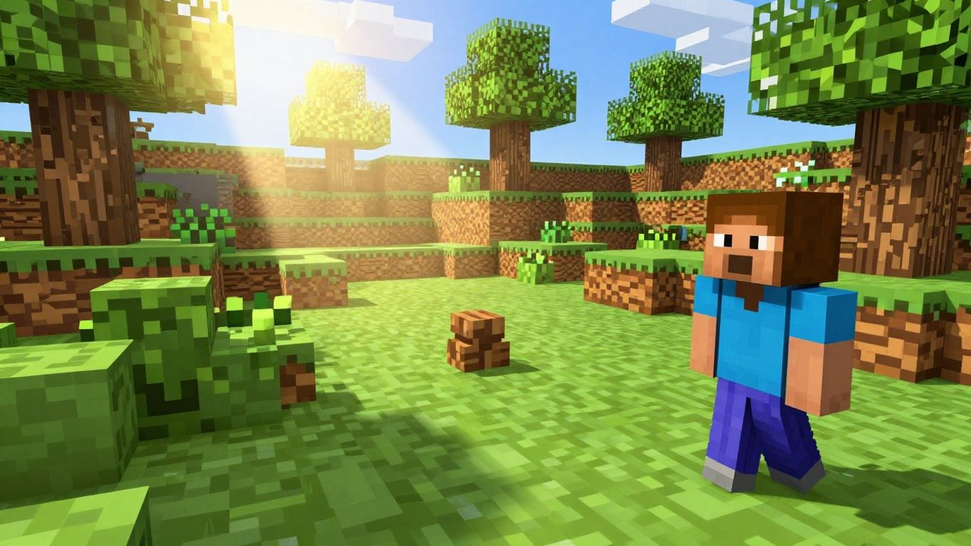 Browser-based Minecraft gameplay illustration.