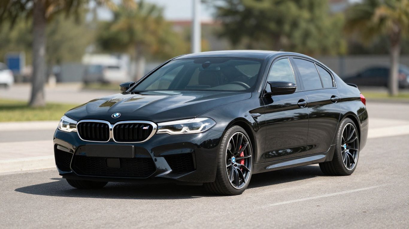 BMW M5 car parked on asphalt