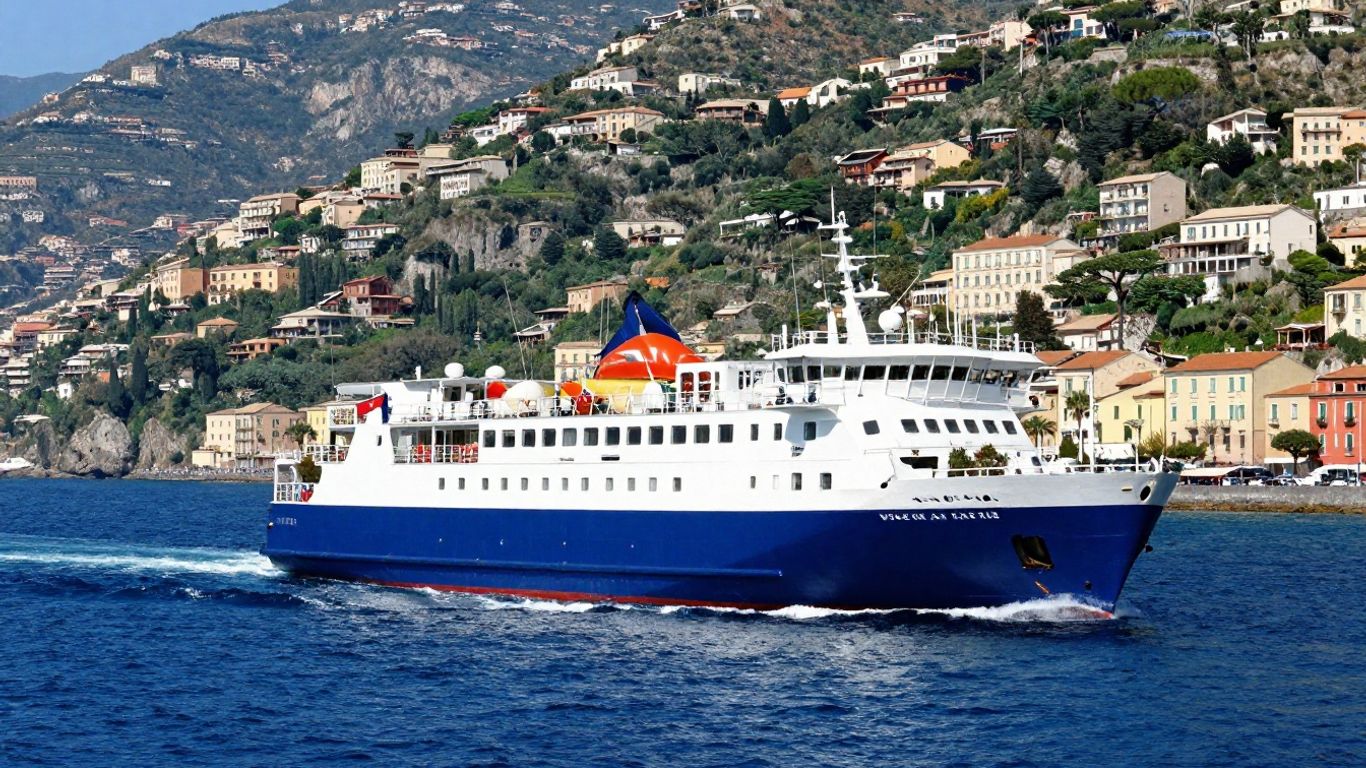 Ferry sailing from Salerno to Sorrento coast.