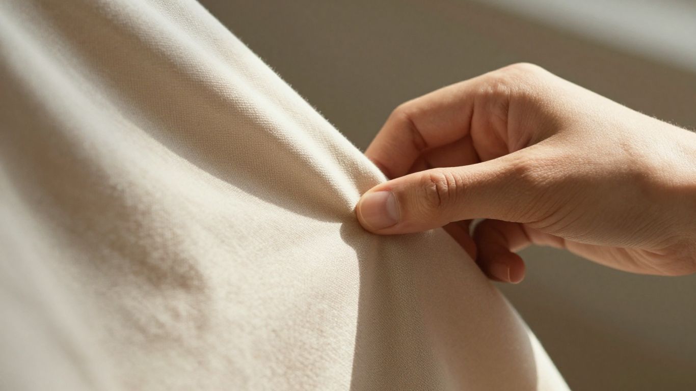 Person inspecting garment fabric quality
