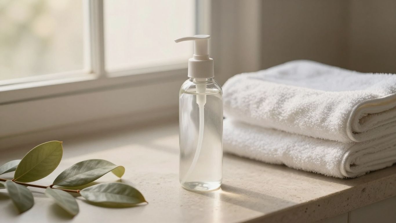 Clear water-based lubricant beside clean towels