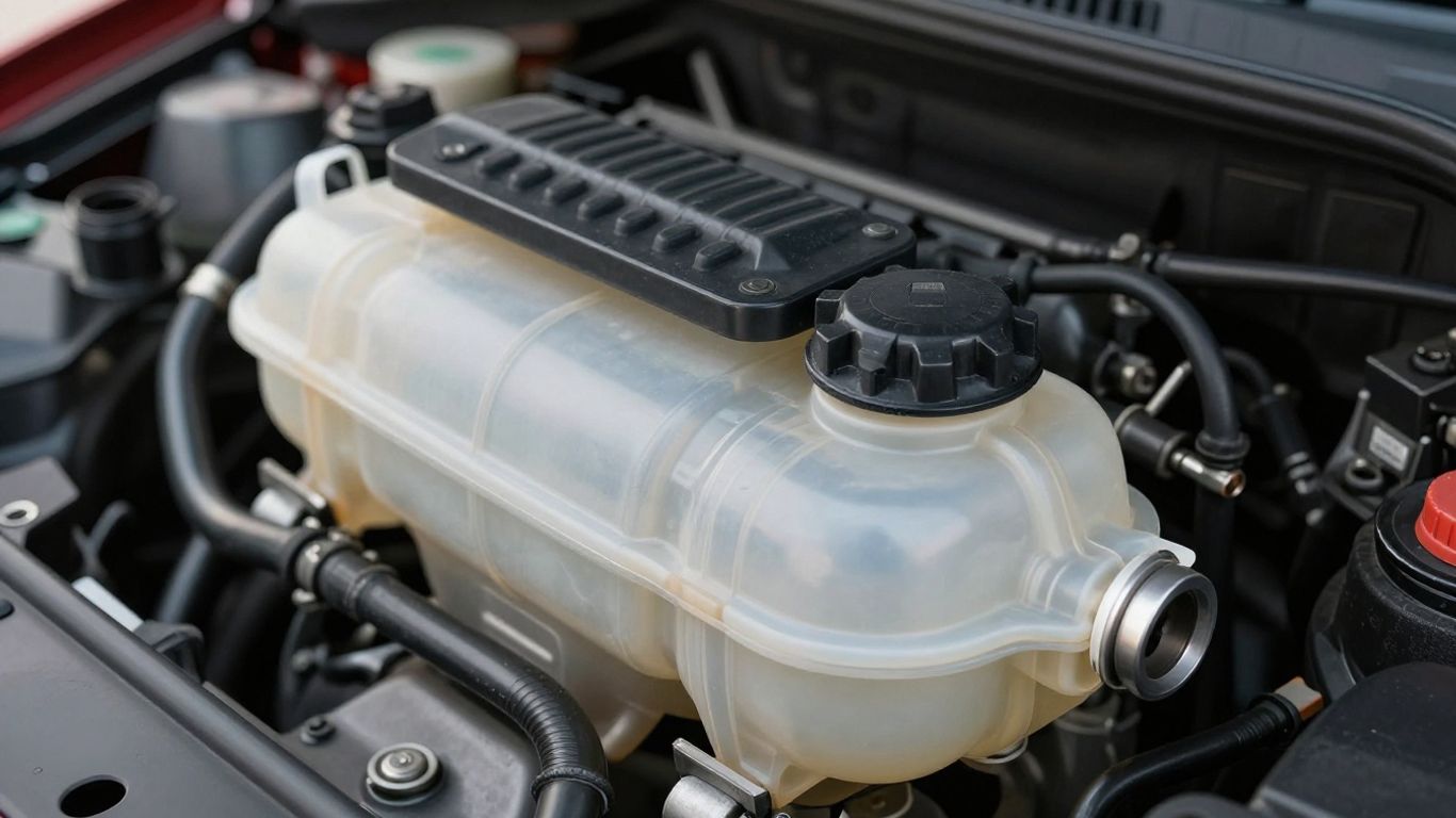 Engine bay with power steering reservoir
