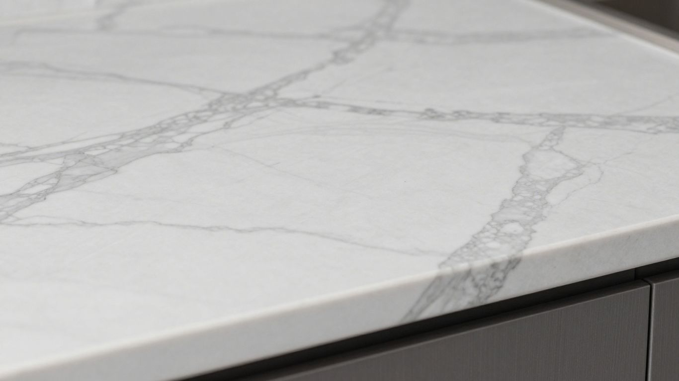 Laminate marble kitchen worktop with realistic veining.