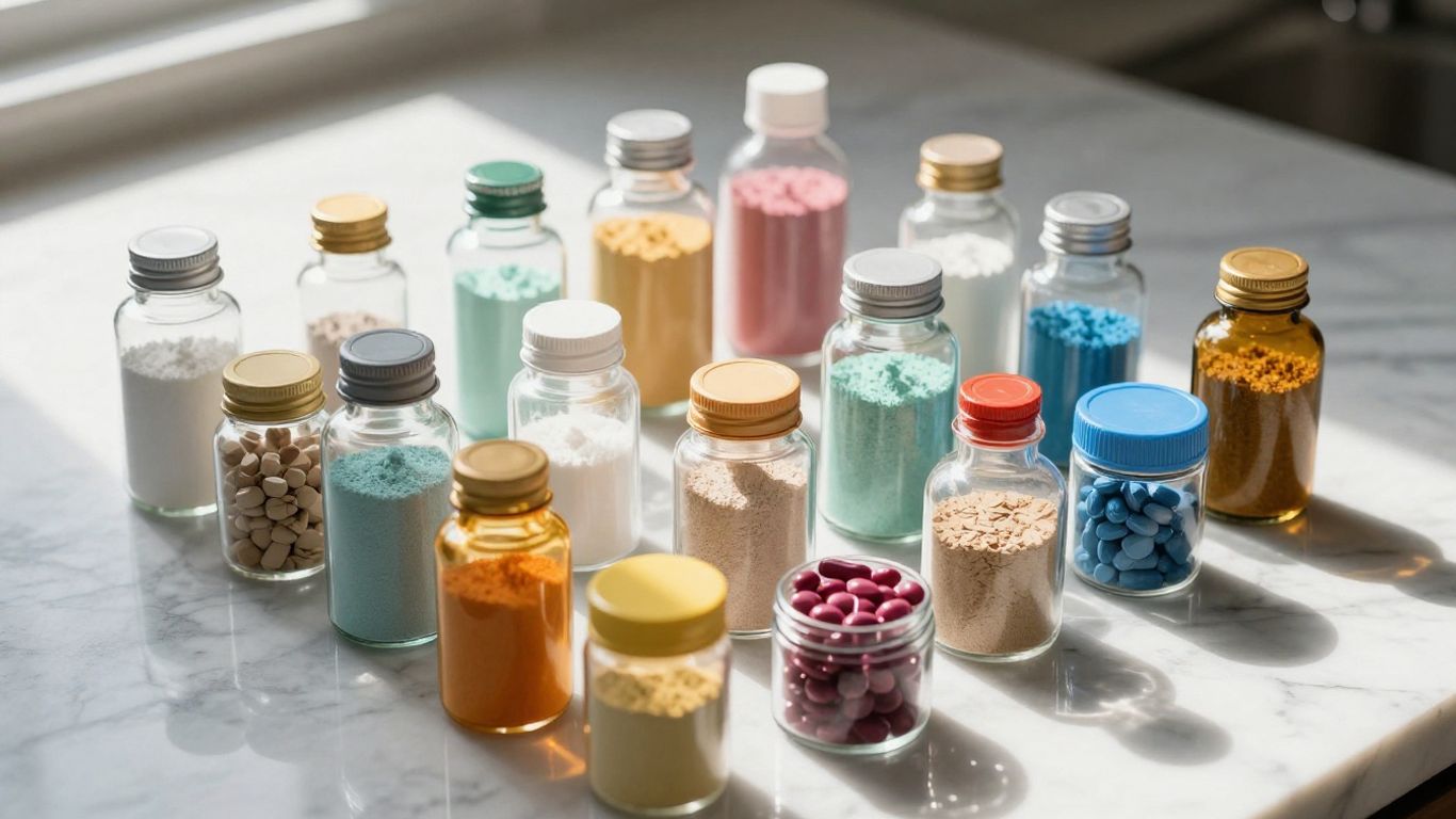 The diversity of various health and wellness bottles